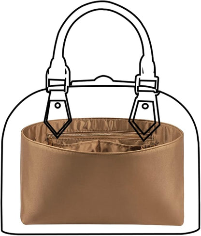 Speedy Neverfull Tote Organizer Insert - Silk Purse Organizer with Zipper, Silky Smooth, 6 Sizes (Slender Medium, Silky Brown)