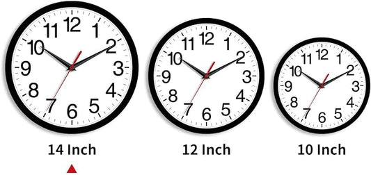 Rohioue 14 Inch Wall Clock Modern Battery Operated Silent Non Ticking Large Analog Clock for Living Room Office Home Bedroom Kitchen Bathroom(Black)