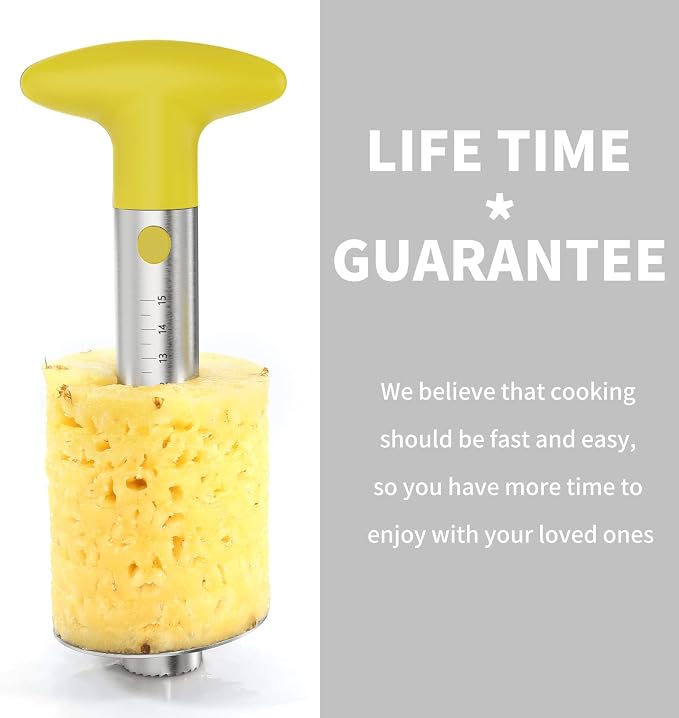 OOKUU Pineapple Corer Cutter, Stainless Steel Fruit Peeler Slicer - Upgraded, Reinforced Thicker Blade, Core Remover with Measure Mark, Kitchen Tool for Diced Pineapple Rings