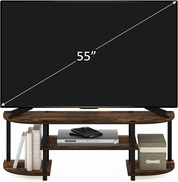 Furinno Turn-S-Tube Wide TV Entertainment Center, Amber Pine/Black