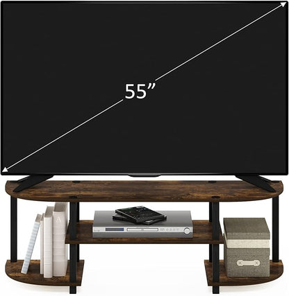 Furinno Turn-S-Tube Wide TV Entertainment Center, Amber Pine/Black