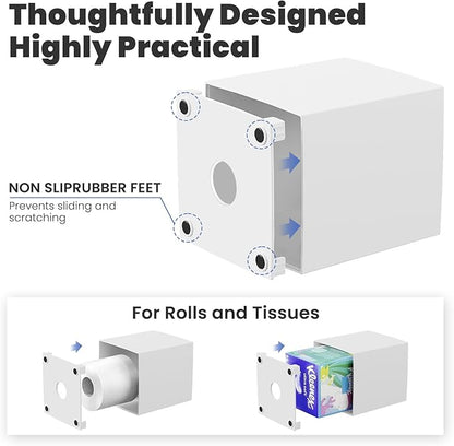 Tissue Box Cover, Square Modern Facial Acrylic Tissue Holder Napkin Dispenser Accessories for Bathroom Vanity Countertop,Bedroom Dresser,Night Stand,Desk,Office (White)