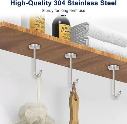 NearMoon Coat Hooks, Wall Mount Hooks for Hanging Hat Hurse Robe, 304 Stainless Steel Heavy Duty Towel Hangers for Bathroom Livingroom Kitchen-Ceiling Hook, 6 Pack (4 Inch, Brushed Nickel)
