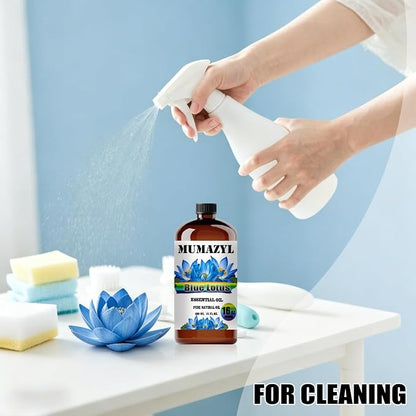 Blue Lotus Essential Oil, Blue Lotus Oil 16 Fl Oz 480ML for Diffuser Humidifier Yoga Cleaning DIY Candle Soap Making MUMAZYL Essential Oils