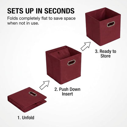 Household Essentials Fabric Storage Bins 6 Piece Set, Burgundy