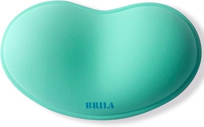 BRILA Ergonomic Silicone Mouse Wrist Rest, Cooling Silica Gel PU Leather Mouse Wrist Support Pad for Office Work and Laptop Computer Gaming (Aquamarine Leather)