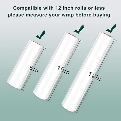 Foil Plastic Wrap Organizer Dispenser - Wall Mounted Bamboo Kitchen Paper Towel Holder with Spice Shelf,4 in 1 12" Roll Dispenser with Cutter