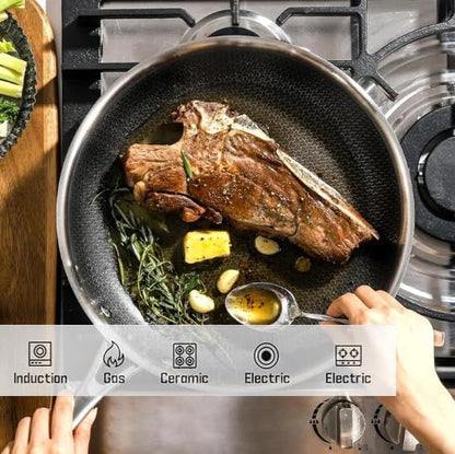 Hybrid Stainless Steel Cookware Set-6QT Sauté Pan with Lid,10 Inch Nonstick Frying Pan,Induction Compatible,PFOA Free,Dishwasher & Oven Safe