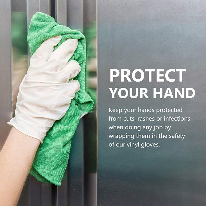 squish Disposable Gloves, 100 Count 4 mil Clear Vinyl Gloves Latex Free Powder-Free Health Glove Cleaning Rubber Glove for Kitchen Cooking Cleaning Food Handling, Large