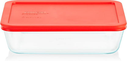 Pyrex Simply Store Glass Food Storage Container, Snug Fit Non-Toxic Plastic BPA-Free Lids, Freezer Dishwasher Microwave Safe, 6 Cup