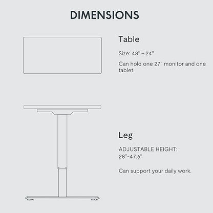 FLEXISPOT EN1 One-Piece Standing Desk, 48"x24" Seamless Desktop Electric Height Adjustable Desk for Home Office, Multi-Monitor Setups & Easy Assembly, White