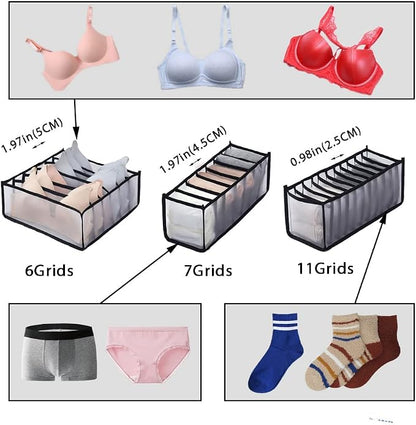 10 Pack Drawer Organizer for Bra, Underwear, Sock,Tie Foldable Closet Organizer Drawer Soft Fabric Dresser Drawer Divider Bins for Bra Underwear Socks Ties (10PCS Bra+Underware+Socks)