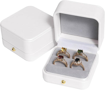 Velvet Ring Gift Box, Small Jewelry Earring Studs Holder Case for Wedding Day, Proposal, Engagement, Anniversary, Ring Display Storage Box for Women Girl (White DS)