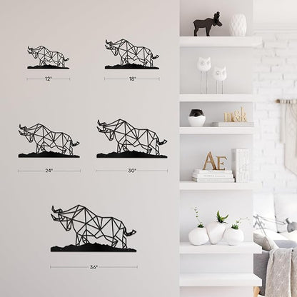 SIGNLEADER Metal Wall Art Decor Rhino Warrior Fighting Modern Abstract Wall Sculpture Hangings Home Decoration for Living Room, Bedroom, Bathroom, Kitchen, Outdoor - 36" Black