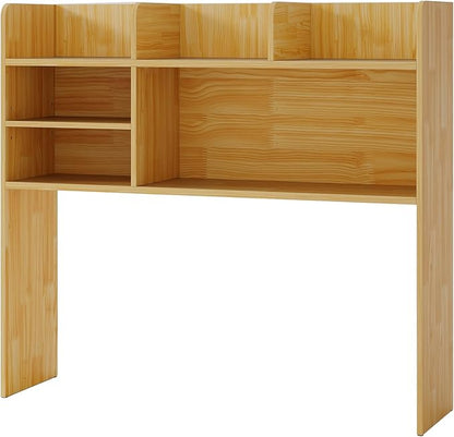 Desk Hutch, Desktop Shelf with 6 Shelves, Desk Bookshelf w/Anti-Toppling Devices, Wood Table Top Bookshelf Organizer, Small Desk Shelf for Study, Office, Dorm (Burlywood, 6 Shelves)