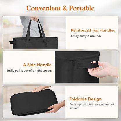 Lifewit 2 Pack Slim Laundry Hamper, Collapsible Narrow Laundry Basket, Small Tall Dirty Clothes Hampers with Handles for Bathroom Bedroom College Dorm, Black, 65L