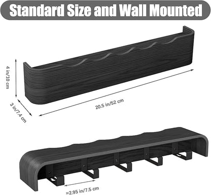 Coat Rack Wall Mount with Shelf 5 Hidden Hooks Modern Wooden Key Holder Entryway Organizer for Hallway Bedroom Bathroom Home Decor Storage for Hanging Coats Hats Bags Towels, Wave-Shape Black