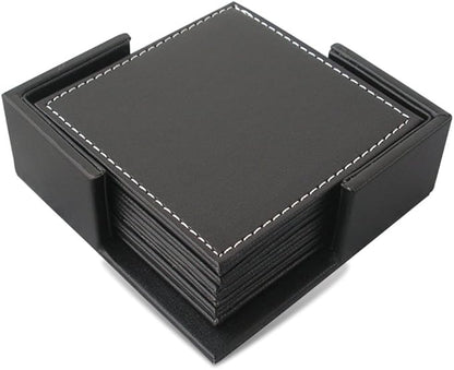 KINGFOM Desk Organizer Set 9 PCS Office Supplies Set File Holder Cabinet, Desk Organizer Drawer,Tissue Box Cover,Organizer Box,Mouse Pad,Desk Pad, Notepaper Holder, Crystal Holder and Coasters Set