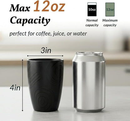 Homienly Wheat Straw Cups Drinking Glasses Set of 6, Unbreakable Plastic Cups Reusable Cups for Kitchen Camping Picnic Dorm Microwave and Dishwasher Safe Water Glasses Drinking Set 12 OZ - GreyStone