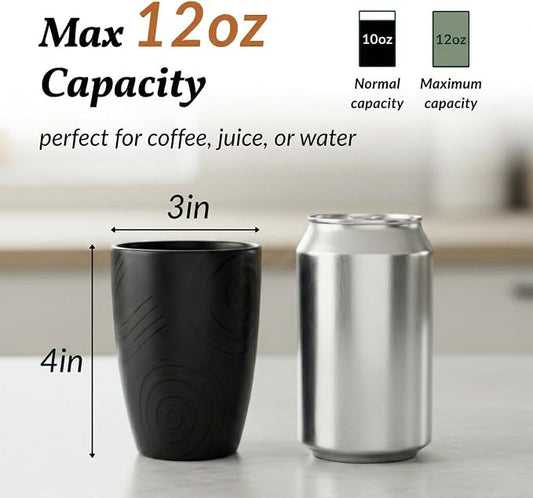 Homienly Wheat Straw Cups Drinking Glasses Set of 6, Unbreakable Plastic Cups Reusable Cups for Kitchen Camping Picnic Dorm Microwave and Dishwasher Safe Water Glasses Drinking Set 12 OZ - GreyStone
