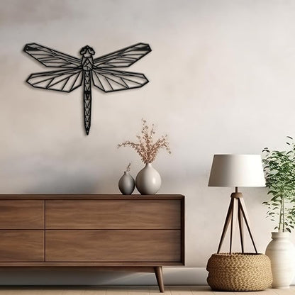 SIGNLEADER Metal Wall Art Decor Geometric Dragonfly Modern Abstract Wall Sculpture Hangings Home Decoration for Living Room, Bedroom, Bathroom, Kitchen, Outdoor - 12" Black