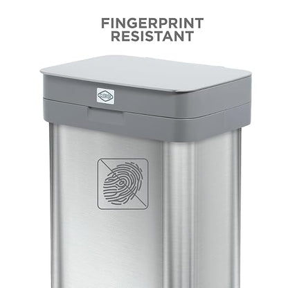 Clorox 13 Gallon Trash Can - 50L Kitchen Trash Can with Wide Step Pedal - Rectangular Stainless Steel Garbage Bin with Hinged Rim and Odor Protection