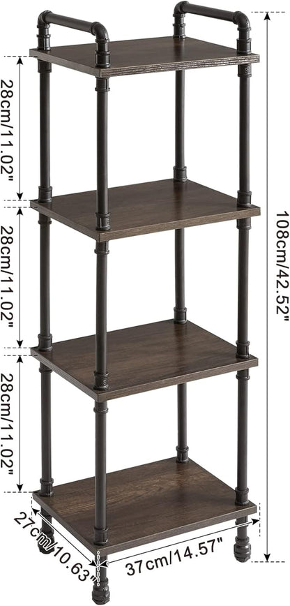 IBUYKE Industrial Pipe Ladder Shelf,4-Tier Vintage Style Book Shelf,Free Standing Units,Display Rack and Storage Organizer for Living Room,Bedroom,Kitchen,Black Grey UTMJ404G