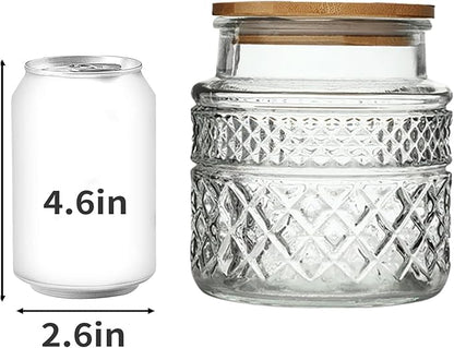 Prettidecor Glass Storage Jar, 38 FL OZ, Food Canisters with Bamboo Lid, Kitchen Containers Decorative Airtight Glass Jars For Cereal Nuts Snack Candy Cookies Coffee Tea