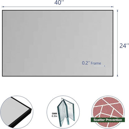 H-A Modern Simple Black Frame 40x24Inch Mirror for Bathroom, Bedroom, Living Room Hanging Horizontal or Vertical(All Black)