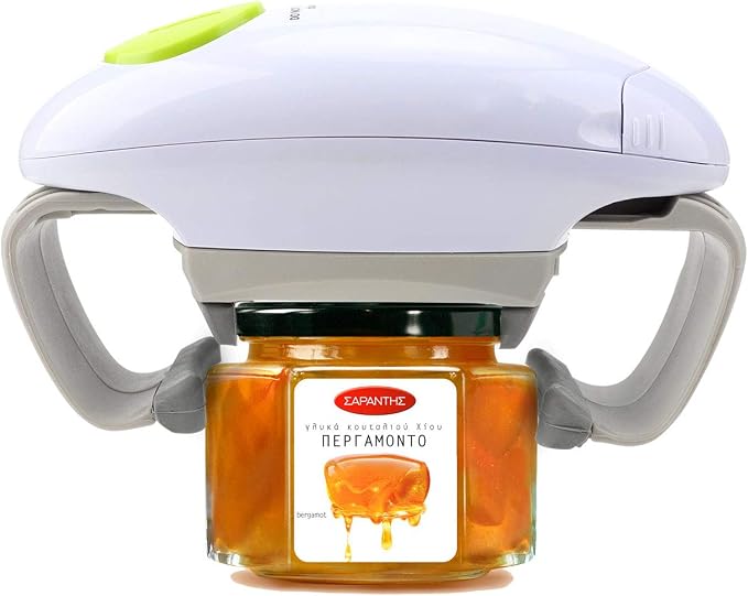 Electric Jar Opener, Kitchen Gadget Strong Tough Automatic Jar Opener For New Sealed Jars,The Hands Free Jar Opener with Less Effort to Open (White)