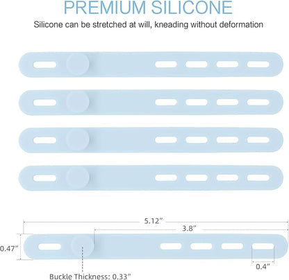 Donruby 24Pcs Silicone Cable Ties - Reusable & Washable with Locking Buckles, Adjustable Fastening Cable Management Straps, Multi-Purpose High Elasticity Cord Organizer (Ice Blue)