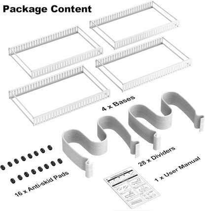 Housolution 2 Pack Pot and Pan Organizer, 12"-23" Expandable Pot Lid Organizer with 14 Adjustable Dividers, Pan Lid Holder Storage Rack for Cabinet, White