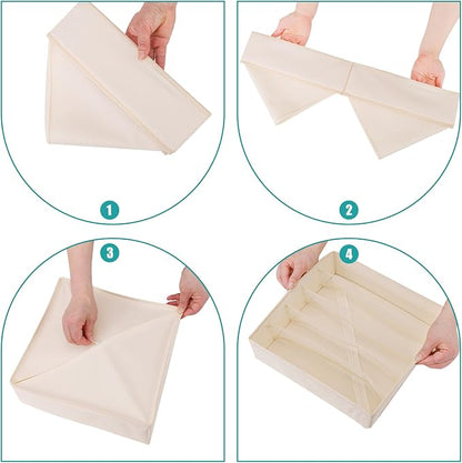 Bra Storage Drawers Organizer for Clothing Underwear Drawer Organizer Dividers Foldable Storage Cube Bins for Bra,Socks, Underwear,3 Pack （Creamy-White）