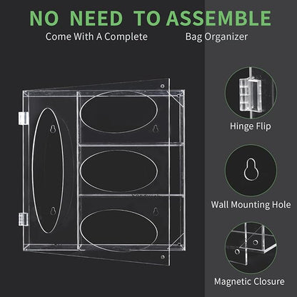 Acrylic Food Bag Storage Organizer, Acrylic Kitchen Drawer Bag Box Holder For Gallon Quart Sandwich And Snack, Compatible With Variety Size Bags Dispenser