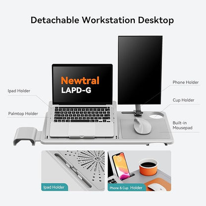 Newtral Ergonomic Mesh Office Chair with Footrest,Laptop Desk, Adaptive Lumbar Support, High Back Desk Computer Chair with Soft 4D Armrest,Adjustable Headrest,136°Tilt Function for Home & Office