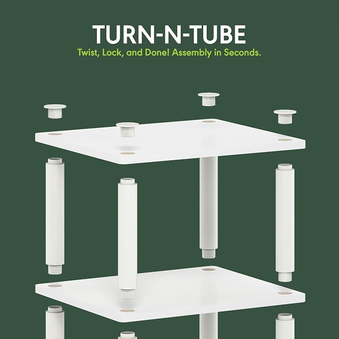 Furinno Just Turn-N-Tube Open Storage Nightstand, 1 Pack, 3-Tier, White/White