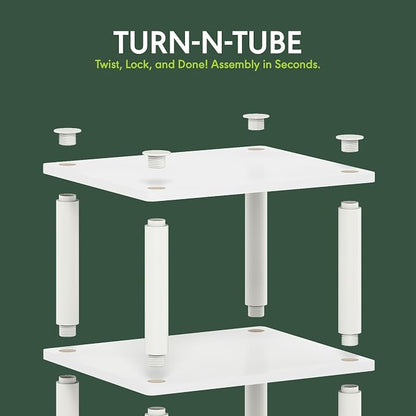 Furinno Just Turn-N-Tube Open Storage Nightstand, 1 Pack, 3-Tier, White/White
