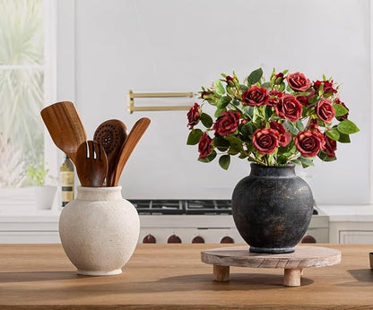 Ceramic Flower Vase, Flower Vase Rustic Farmhouse Decorative Vase Floral Pottery Vases for Home Decor Table Living Room Entryway Mantel Bookshelf Bedroom Bathroom Kitchen - 6.7" W