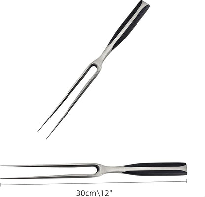 Carving Fork High Carbon Stainless Steel Chef Pro Cooking & Barbecue Fork, 12Inch BBQ Tools,2PCS, Silver, KGY55