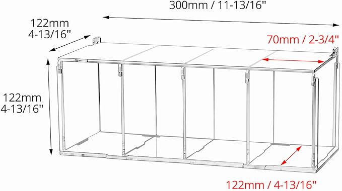 QWORK Coffee Capsule Holder Acrylic Box, Clear 4 Compartment Coffee Pod Storage Organizer with Lid, 11.73" x 5.12" x 4.72"