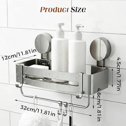 Bathroom Triangle Shelf, 2026 Upgraded Bathroom Storage Rack Corner Shower Shelves No Drilling Suction Cup Shower Organizer with Towel Bar and Hooks Removable (1, Triangular)