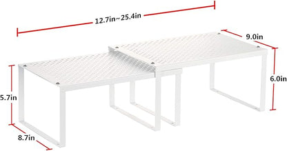NEX Kitchen Cabinet and Counter Pantry Shelf Organizer, Expandable & Stackable, White