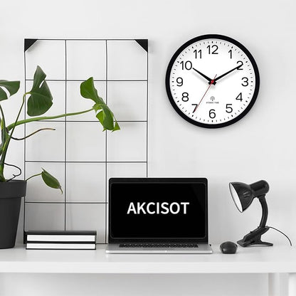 AKCISOT Atomic Black Wall Clock Analog Clocks for Indoor Kitchen, Battery Operated Clock for Bedroom Office Living Room(14 Inch)
