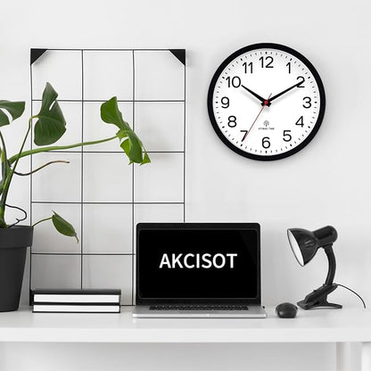 AKCISOT Atomic Black Wall Clock Analog Clocks for Indoor Kitchen, Battery Operated Clock for Bedroom Office Living Room(12 Inch)