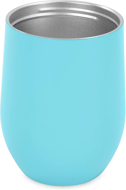 makerflo 12 oz Teal Powder Coated Wine Tumbler with Leak-Proof Clear Lid - Pack of 25, Ideal for Craft and Personalization (Laser Engraving, UV DTF, Epoxy, and Vinyl)