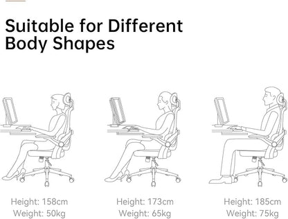 SIHOO Ergonomic Office Chair, Adjustable Lumbar Support, 110-130° Tilt, 3D Armrests, Rolling Computer Desk Chair with Headrest Black
