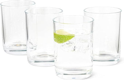 Amazon Basics Drinking Glasses, 4-Piece Set, 11 oz., Dishwasher-Safe