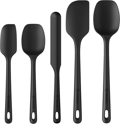 ChefAide 5 Pieces Silicone Spatula Set, Food Grade Rubber Spatula, Upgrade Strong Handle with Ergonomic Grip, Heat Resistant Up to 600°F for Nonstick Cookware, Cooking