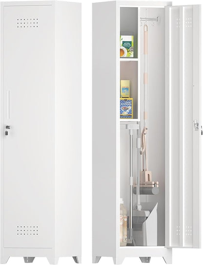 Tall Storage Cabinets,Slim Bathroom Cabinet with Door,Skinny Cabinet with Storage Systems for Laundry,Home Office,White