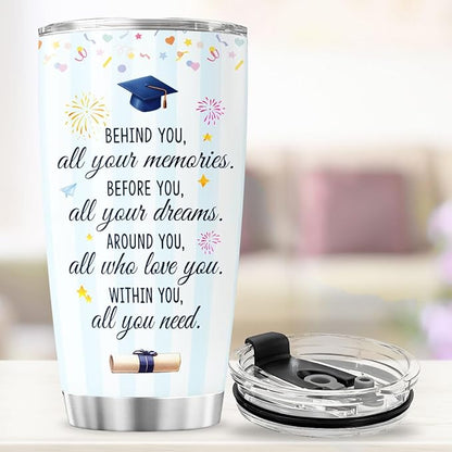 Graduation Gift for Her or Him, Inspirational Quote 20oz Stainless Steel Insulated Travel Mug, Keepsake Tumbler for College High School Senior Celebration